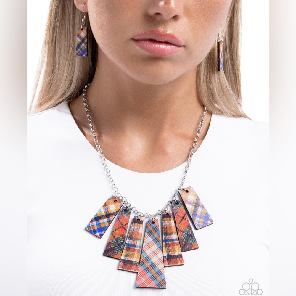 NWT Plaid Multicolor Necklace & Earrings(Last Set)
